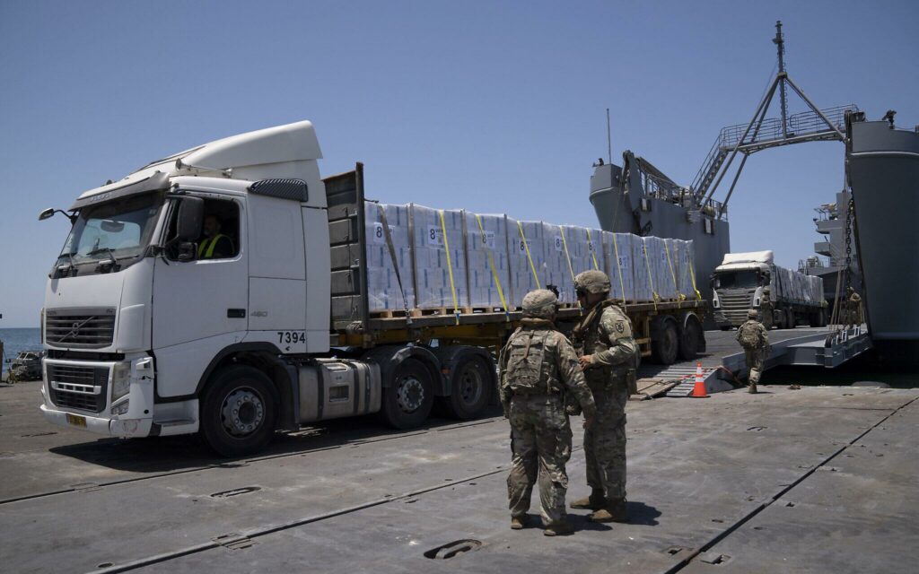 US humanitarian pier reanchored to the coast of Gaza