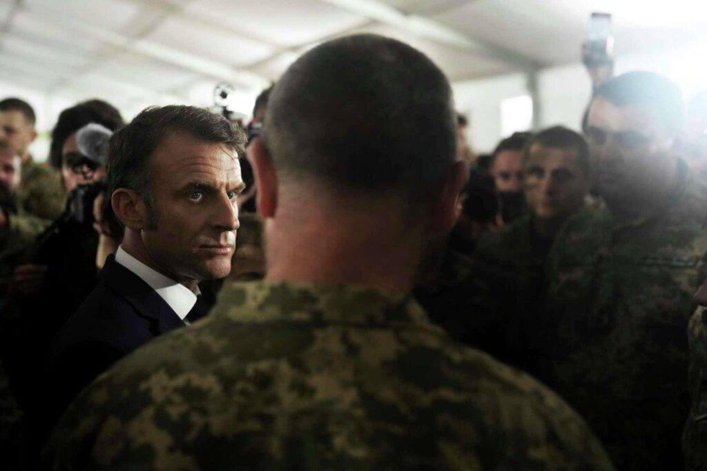 Macron Inspects Ukraine Troops at a French Military Camp as His Domestic Sway Wanes