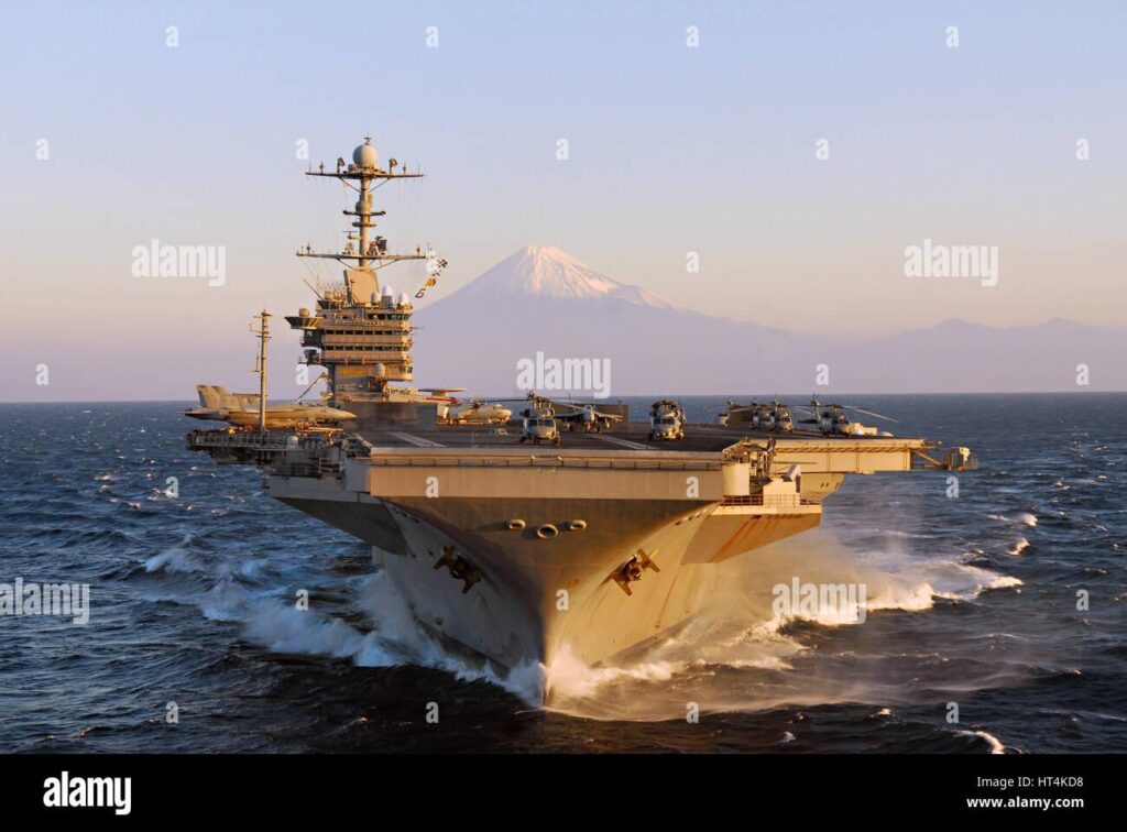 USS George Washington Powers into East China Sea with Japanese & Korean Aegis Warships