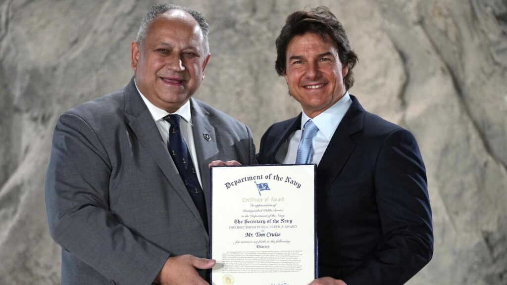 Tom Cruise Presented With Navy’s Highest Civilian Honor