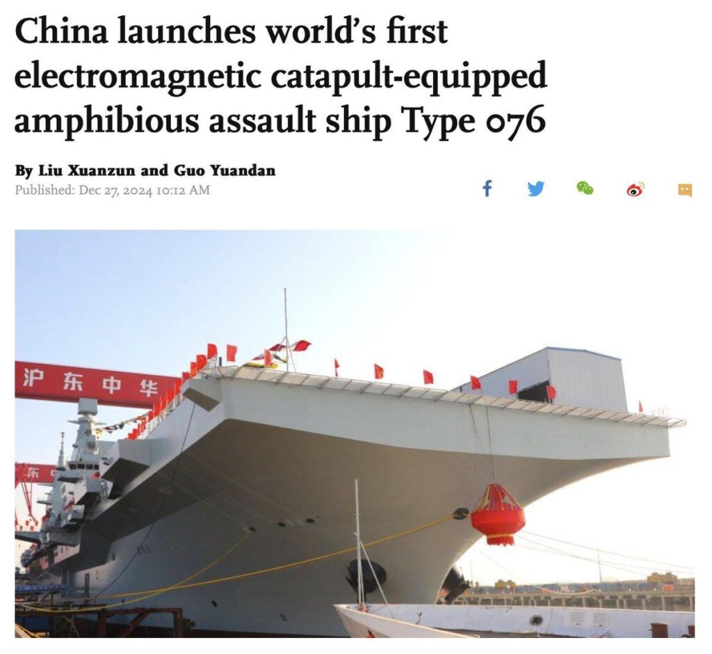 China Launches Largest Amphibious Assault Ship, Strengthens Naval Dominance